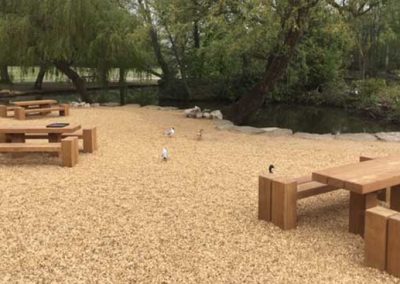 Picnic sets between the Cygnet play area and miniature railway station