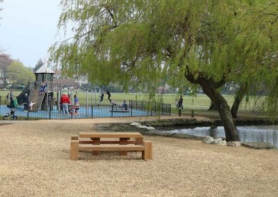 Picnic sets, with views towards the Cygnet play area